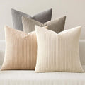 MIULEE Boho Farmhouse Neutral Cream Throw Pillow Covers 20x20 Inch Set of 4 Mordern Nordic Cushion Covers Soft Corduroy Home Decor for Couch Bed Sofa Living Room