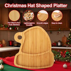 Christmas Serving Tray, Christmas Hat Shape Charcuterie Board, Bamboo Serving Platter Dish for Holiday Party Food Tray for Cheese Snack Fruit 10 x 8.7 x 0.6 Inches