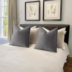 MIULEE Pack of 2 Grey Decorative Pillow Covers 18x18 Inch Soft Chenille Luxurious Couch Throw Pillows Farmhouse Cushion Covers with Elegant Design for Sofa Bedroom Living Room Home Decor