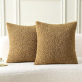 FUTEI Khaki Throw Pillow Covers 22x22 Inch Set of 2,Furry Faux Fur Teddy Boucle Textured Cushion Covers,Soft Fluffy Decorative Pillow Case,Home Decor for Couch Bed Living Room Office Car
