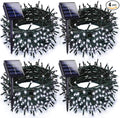 4-pack Solar Christmas Lights Outdoor Waterproof, 400LED 132FT Solar String Lights with 8 Lighting Modes, Tree Light Green Wire for Xmas Tree Party Wedding Garden Yard Fence Decoration (Cool White)