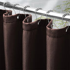 AmazerBath Brown Shower Curtain Waffle Textured, Fabric Shower Curtain Thick Heavy Duty 240GSM Hotel Quality Bathroom Shower Curtains, 72 x 72 Inches