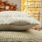 GEEORY Fall Pumpkin Throw Pillow Covers 20x20 Inch Set of 2, Autumn Soft Plush Faux Fur Wool Decorative Farmhouse Holiday Cushion Case for Home Decoration (Beige) GC002-20