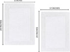 Bedding Craft Cotton Bathroom Mat Set, Reversible Water Absorbent Bath Mat Rug, Machine Washable, 2 Pieces (17x24 + 21x34)