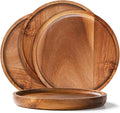 Wooden Acacia Plates of 4, 6Inch Round Wood Plates Acacia Wooden charcuterie boards Serving Tray for Dishes Snack Dessert