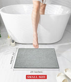 chakme Bathroom Rugs Mat 24x17, Ultra Thin Non Slip Bath Mat Small Quick Dry Absorbent Bath Mat for Bathroom Floor, (Light Grey, 24"x17")