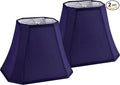 GO&SO Rectangular Blue Lamp Shades Square Cut Corner, 8x14x11 Inch Medium Table Lamp Shades, Natural Faux Silk Handcrafted, Easy Assembly Required (Set of 2) Medium Lampshade Replacement Modern