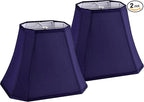 GO&SO Rectangular Blue Lamp Shades Square Cut Corner, 8x14x11 Inch Medium Table Lamp Shades, Natural Faux Silk Handcrafted, Easy Assembly Required (Set of 2) Medium Lampshade Replacement Modern