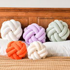 Uvvyui Knot Pillow Ball, Soft Beige Home Decor Knotted Pillows, Cute 11" Knot Pillow Round Velvet Plush Throw Pillow, Aesthetic Decorative Pillows for Bed, Floor, Couch, Bedroom
