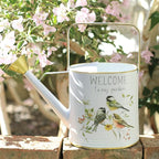 Metal Watering Can with Handle Rustic Farmhouse Watering Can Flower Pot Decorative Planter for Indoor Outdoor Garden Balcony Courtyard (White)