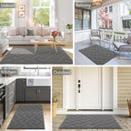 hicorfe Dirt Trapper Indoor Doormat,20"x31.5" Welcome Door mat,Non Slip Backing Washable Door Mats,Absorbent and Resistant Low-Profile Entrance Inside Floor Mat for Front Back Door and Entryway (Grey)