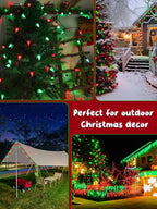 C6 Solar Christmas Lights Outdoor, 100 LED 33FT Christmas Decorations Outdoor Waterproof, Solar String Lights for Outside with 8 Modes, Fairy Twinkle Light for Tree Garden Yard Decor (Red and Green)