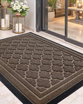 Color&Geometry Front Door Mat Outside Entrance, Heavy Duty Non Slip Low Profile Doormat for Entryway, Trap Dirt and Moisture Welcome Mats All-Weather, Easy Clean, Patio, Garage, 24"x36" Brown