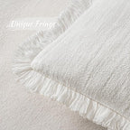 MIULEE Christmas Decorative Lumbar Throw Pillow Covers Neutral Linen Fringe Throw Pillows Set of 2 White Boho Farmhouse Cushion Covers with Tassels for Couch Sofa Bed Living Room Decor 12x20 Inch