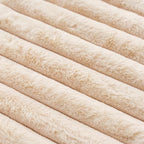 NiNi ALL Faux Fur Plush Throw Pillow Covers Beige 18x18 Inch Set of 2 Decorative Soft Plush Striped Couch Pillow Cover for Sofa Cushion Cases for Couch Bed Home Decor