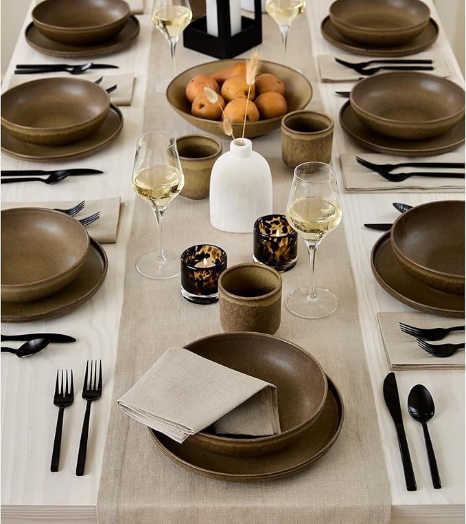 Solino Home Linen Natural Table Runner 156 Inches Long - 100% Pure Linen Extra Long Table Runner 14 x 156 Inch for Fall, Autumn, Thanksgiving - Fete