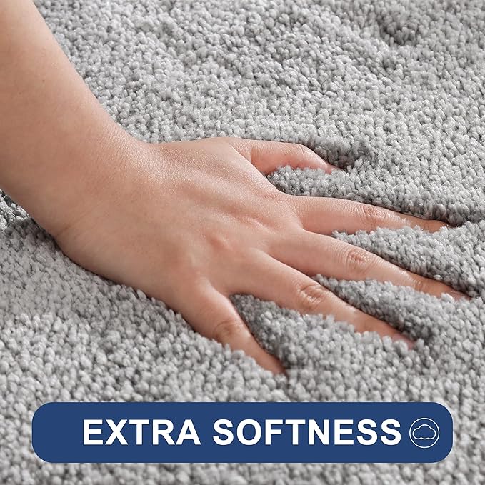 COSY HOMEER Bath Rugs for Bathroom Extra Thick - Anti-Slip Bath Mats Soft Plush Yarn Shaggy 100% Strong Mirco Polyeste Mat Living Room Bedroom Mat Floor Water Absorbent(Grey,24x48 - Inches)