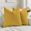 FUTEI Mustard Yellow Chenille Decorative Throw Pillow Covers 26x26 Inch Set of 2,Soft Cozy Faux Linen Textured Euro Pillow Shams,Farmhouse Home Decor for Couch Living Room