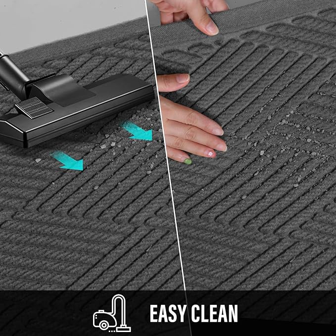 Sturdy Front Door Mat, Absorbent Muddy Dirt Resist Welcome Door Mats Outdoor Indoor, Stain and Fade Resistant, Non-Slip Rubber Backing Low Profile Doormat for Entryway, 60×36, Charcoal