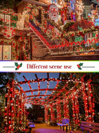 800 LED Christmas Slow Twinkle Cluster Lights, Firecracker Fairy Lights with 15 Modes & Timer Function, 33FT Waterproof String Lights for Indoor Outdoor Tree Christmas Decorations, Red and Cool White