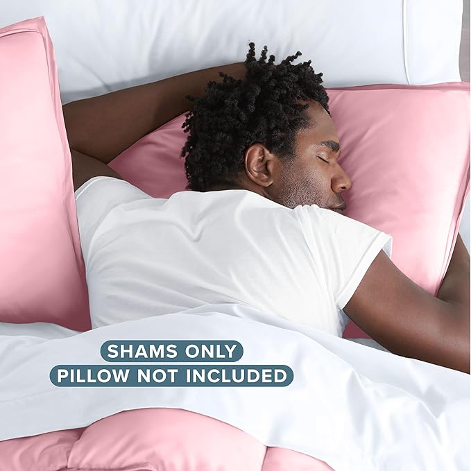 Bare Home Standard Pillow Sham Covers - Set of 2 - Premium 1800 Ultra-Soft Microfiber - Double Brushed - Bed Pillow Shams - Pillows Not Included (Set of 2, Light Pink)