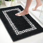 Black Bathroom Rugs 18x24, Non Slip Washable Bath Mats,Super Soft Microfiber Bathroom Mats, Plush Fluffy Absorbent Bath Rugs for Sink Tub Basin Shower Floor