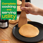 Riveira Dark Bamboo Wooden Spoons for Cooking 6-Piece, Apartment Essentials Wood Spatula Spoon Nonstick Kitchen Utensil Set Premium Quality Housewarming Gifts for Everyday Use