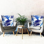 Decorative Throw Pillow Covers Set of 2 Blue Leaves of Tropical Pillow Covers 20x20 inch Soft Short Plush Square Throw Pillows,Farmhouse Outdoor Pillow Covers for Couch Sofa Living Room