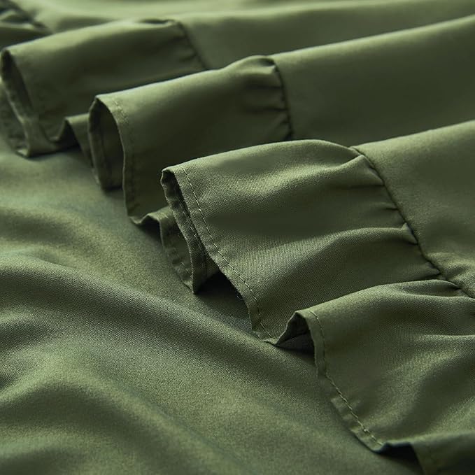 KKJIAF Ruffle Body Pillow Cases Set of 1, Ruffled Pillow Covers with Envelope Closure, Body Pillowcases Size of 20" x 54", Ruffled Long Pillow Shams, Olive Green