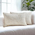 HAUSSY Cream White Throw Pillow Covers 12x20 Set of 2 Chenille Tweed Textured Decorative Couch Lumbar Pillow Covers Neutral Modern Pillow Cases for Sofa Bed Living Room Decor