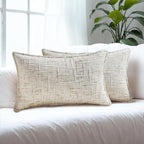 HAUSSY Cream White Throw Pillow Covers 12x20 Set of 2 Chenille Tweed Textured Decorative Couch Lumbar Pillow Covers Neutral Modern Pillow Cases for Sofa Bed Living Room Decor