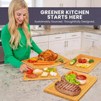Glue-Free Surface™ 2XL Extra Large Bamboo Cutting Board Set of 4 – Small, Medium, XL, and Oversized Sizes from Chopping Vegetables to Carving Meat & Turkey for Large Family Meal Prep and Gatherings