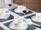 12pcs Dinnerware Sets with High Edge, Kitchen Plates and Bowls Set for 4, Chip and Scratch Resistant Porcelain Dishs Set - Dishwasher & Microwave Safe, QOMO-1996