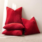 MIULEE Boho Farmhouse Throw Pillow Covers 18x18 Inch Set of 4 Mordern Nordic Cushion Covers Soft Corduroy Home Decor for Couch Bed Sofa Living Room Christmas Red