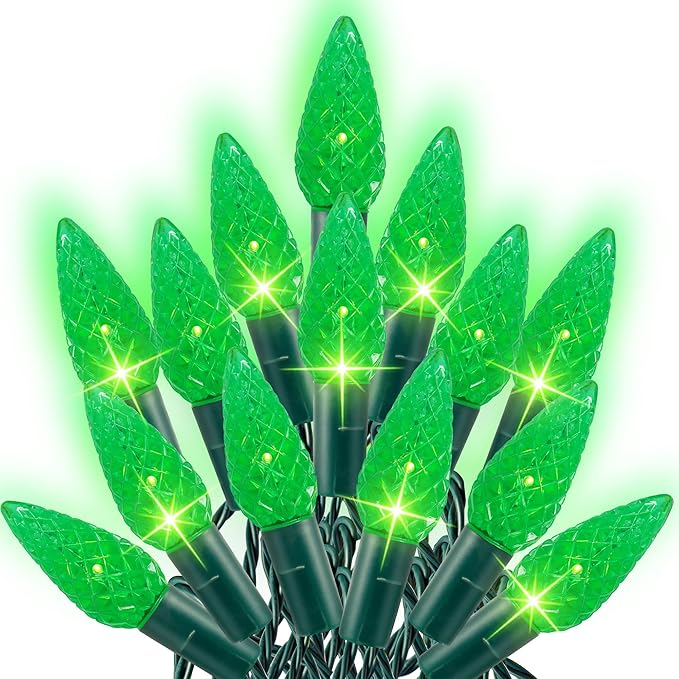 Dazzle Bright C6 Christmas String Lights, 200 LED 66 FT Waterproof Connectable String Lights with Timer, 8 Modes Christmas Lights for Indoor Outdoor Home Garden Yard Xmas Tree Decoration (Green)