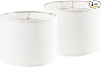 PAPAYA Set of 2 Cream White Lamp Shades Large Durm Lampshades 16" Top x 16" Bottom x 12" High (Spider）Modern Lampshade for Table and Bedside Lamp