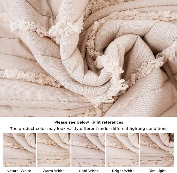 BOSOWOS King Size Pillow Shams Set of 2, Ultra Soft Breathable 20 x 36 Inches Pillow Case Envelope Closure, Microfiber Boho Farmhouse Pillowcases for Easy Care, Khaki