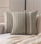 Boho Throw Pillow Covers 18x18 Inch Set of 2, Farmhouse Decorative Couch Pillow Cases, Green Accent Pillows of Bed, Sofa Bedroom Living Room Home Decor Cushion Cover