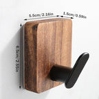 DELITON Rustic Style Hanging Hooks - Adhesive Wood Wall Hooks & Bathroom Decor Towel Hooks & Entrance Decorative Hook, Natural Carbonization