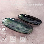 Ceramic Serving Platters - Set of 4 Oval Salad Plates for Entertaining, Modern Kitchen Dishes for Dinner, Fruit, Salad, Serving Trays, Oval Plates 11.2 Inch