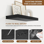 fuqing Floating Shelves for Wall, Wall Mounted Wood Floating Shelf with Invisible Brackets for Living Room, Bathroom, Bedroom, Kitchen Storage and Decor, 16 Inch Set of 2, Black