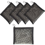 Patu Zipper Mesh Bags, Size L / A5, 5 Pieces, Beauty Makeup Cosmetic Accessories Organizer, Travel Toiletry Kit Set Storage Pouch, Black