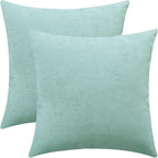 Jeneoo Decorative Seafoam Green Throw Pillow Covers Rustic Farmhouse Super Soft Square Chenille Comfy Solid Cushion Couch Cases for Sofa Bedroom Chair (Set of 2, 20 x 20 Inches)