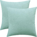 Jeneoo Decorative Seafoam Green Throw Pillow Covers Rustic Farmhouse Super Soft Square Chenille Comfy Solid Cushion Couch Cases for Sofa Bedroom Chair (Set of 2, 16 x 16 Inches)