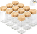 Glass Spice Jars and Bamboo Lids (12 x 4oz) Spice Containers with Shaker Inserts - Add-On Pack Without Labels or Accessories