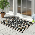 CHICHIC Welcome Door Mat 17x 30 Inch Front Doormat Outdoors for Home Entrance Outdoors Mat for Outside Entry Way Doormat Entry Rugs, Heavy Duty Non Slip Rubber Back Low Profile, Flower