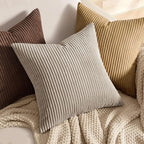 MIULEE Winter Pack of 2 Corduroy Soft Soild Decorative Square Throw Pillow Covers Set Cushion Cases Pillowcases for Sofa Bedroom Car 18 x 18 Inch 45 x 45 Cm Khaki