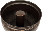 BIRDROCK HOME Water Hose Holder - Decorative Metal Pot, Indoor or Outdoor, Garden Storage Organizer, Patio Portable Bucket - Embossed Steel w/Copper Accents, Holds up to 100ft Hoses, Medium No Lid