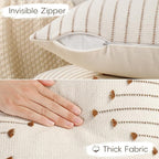 YCOLL Boho Throw Pillow Covers 20x20 Set of 2 Neutral Woven Decorative Pillowcases Cotton Tufted Couch Pillows Modern Farmhouse Accent Cushion Covers for Sofa Couch Bed Living Room Home Decor, Brown