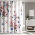 Colorful Floral Shower Curtain Watercolor Flower Modern Design Bathroom Curtain Girls Pretty Plant Decor Shower Curtain with Hooks Waterproof Polyester Fabric 48x72 Inch